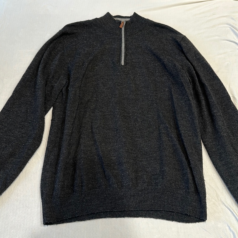 Barney’s New York Merino Wool Quarter Zip — fits closer to a small